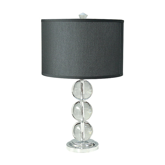 Fabric Drum Night Table Lighting Minimalist 1-Bulb Black Nightstand Lamp with Crystal Accent Clearhalo 'Lamps' 'Table Lamps' Lighting' 406325