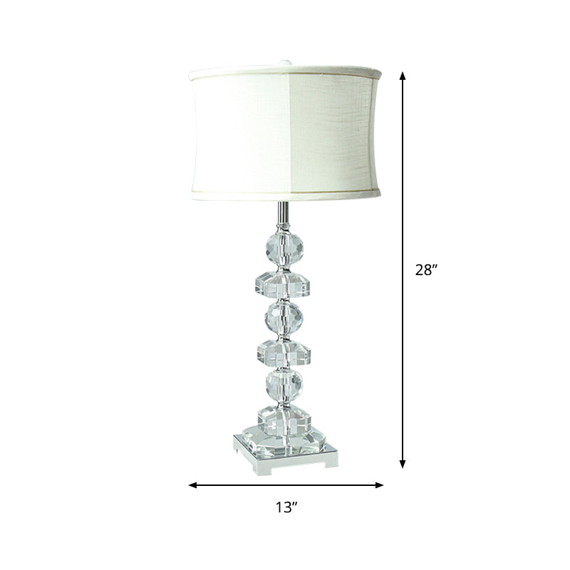 White Drum Table Lamp Modern 1 Light Hand-Cut Crystal Nightstand Lighting for Living Room Clearhalo 'Lamps' 'Table Lamps' Lighting' 406332