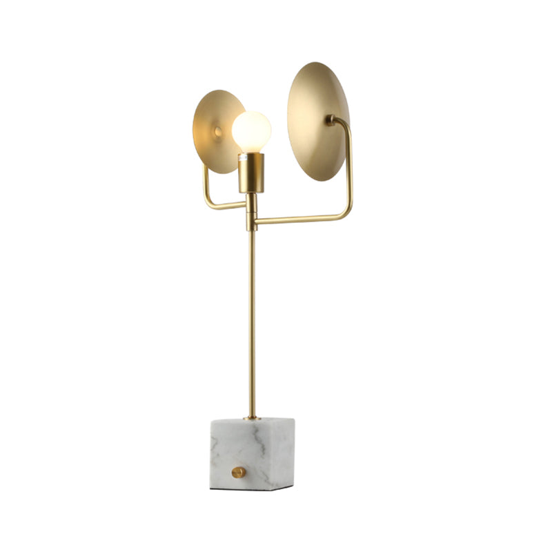 Gold Bare Bulb Table Lighting Post-Modern 1 Bulb Marble Night Lamp with Metal Shade Clearhalo 'Lamps' 'Table Lamps' Lighting' 406341