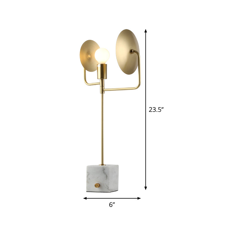 Gold Bare Bulb Table Lighting Post-Modern 1 Bulb Marble Night Lamp with Metal Shade Clearhalo 'Lamps' 'Table Lamps' Lighting' 406342