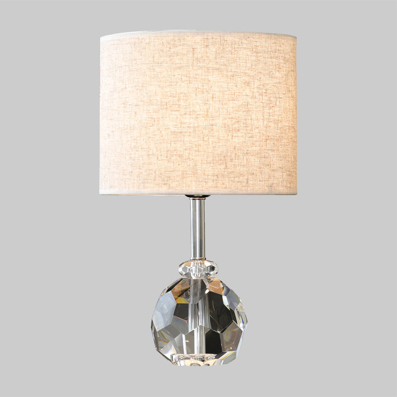 1-Bulb Living Room Night Lamp Simple Grey Nightstand Light with Prismatic Optical Crystal Clearhalo 'Lamps' 'Table Lamps' Lighting' 406346