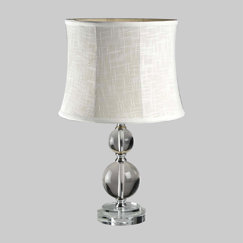 Crystal Ball Table Lighting Simplicity 1 Light Grey Night Lamp with Drum Fabric Shade Clearhalo 'Lamps' 'Table Lamps' Lighting' 406356