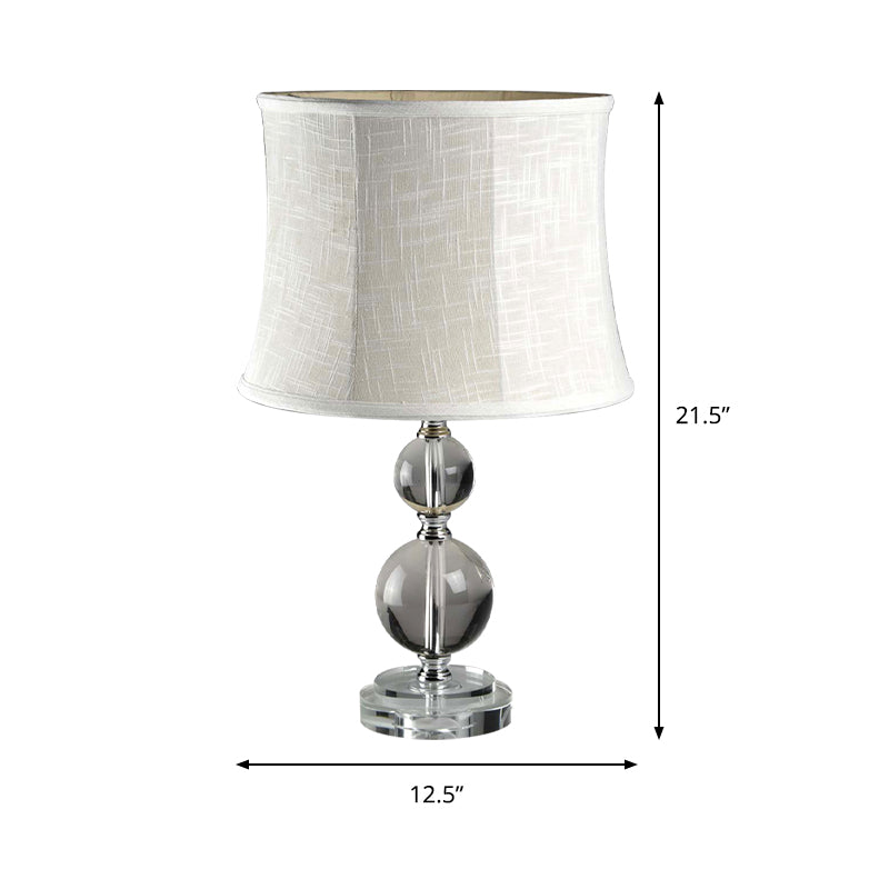 Crystal Ball Table Lighting Simplicity 1 Light Grey Night Lamp with Drum Fabric Shade Clearhalo 'Lamps' 'Table Lamps' Lighting' 406357