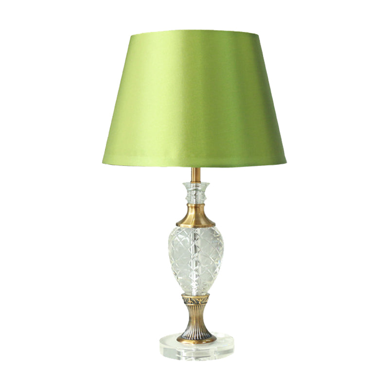 1-Light Bedroom Night Lamp Contemporary Green Table Lighting with Urn-Shaped Crystal Clearhalo 'Lamps' 'Table Lamps' Lighting' 406401