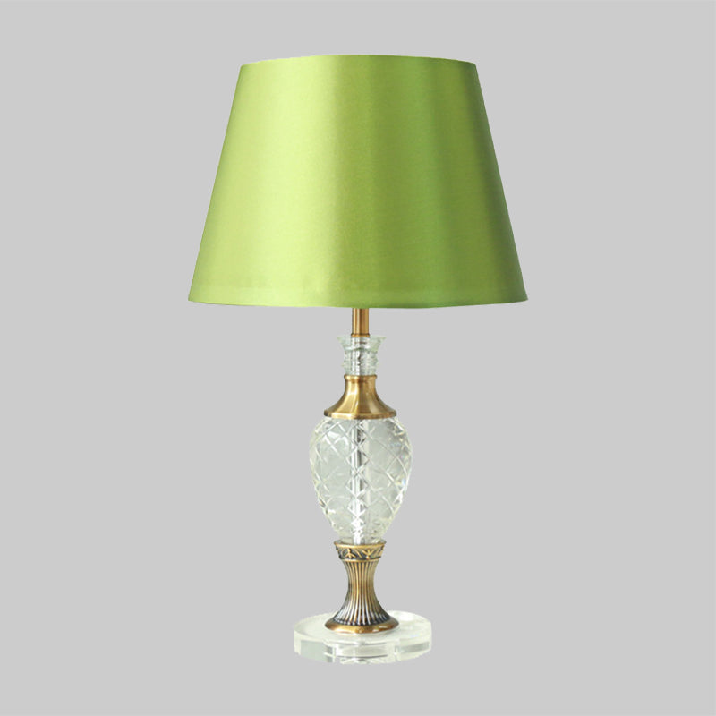 1-Light Bedroom Night Lamp Contemporary Green Table Lighting with Urn-Shaped Crystal Clearhalo 'Lamps' 'Table Lamps' Lighting' 406402