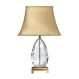 22"/26" Long Crystal Bell Night Lighting Modern 1 Head Light Brown Nightstand Lamp with Rectangle Pedestal Clearhalo 'Lamps' 'Table Lamps' Lighting' 406416