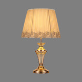 Contemporary 1 Head Table Light Beige Tapered Drum Small Desk Lamp with Fabric Shade Clearhalo 'Lamps' 'Table Lamps' Lighting' 406461