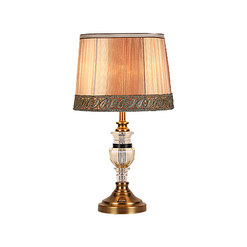 1 Head Urn-Shaped Task Lighting Modern Hand-Cut Crystal Nightstand Lamp in Brown Clearhalo 'Lamps' 'Table Lamps' Lighting' 406470