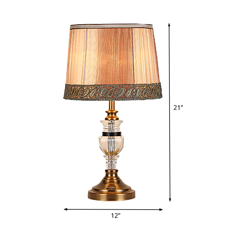1 Head Urn-Shaped Task Lighting Modern Hand-Cut Crystal Nightstand Lamp in Brown Clearhalo 'Lamps' 'Table Lamps' Lighting' 406472