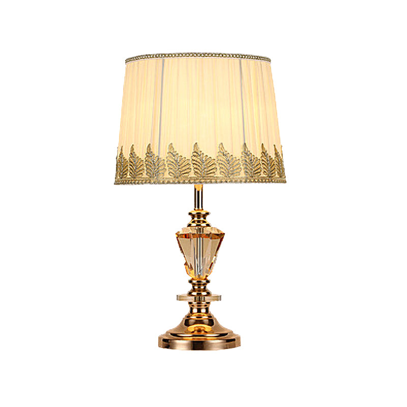 Contemporary 1 Bulb Task Lighting Beige Barrel Night Table Lamp with Fabric Shade Clearhalo 'Lamps' 'Table Lamps' Lighting' 406499