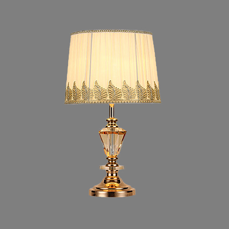 Contemporary 1 Bulb Task Lighting Beige Barrel Night Table Lamp with Fabric Shade Clearhalo 'Lamps' 'Table Lamps' Lighting' 406500