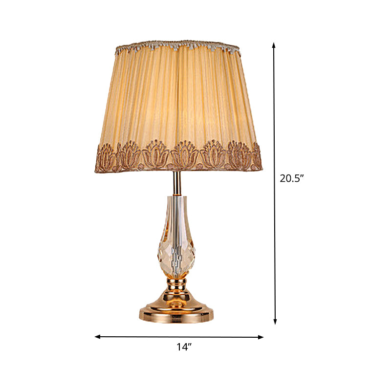 1 Head Living Room Desk Lamp Modern Beige Table Light with Wide Flare Fabric Shade Clearhalo 'Lamps' 'Table Lamps' Lighting' 406511