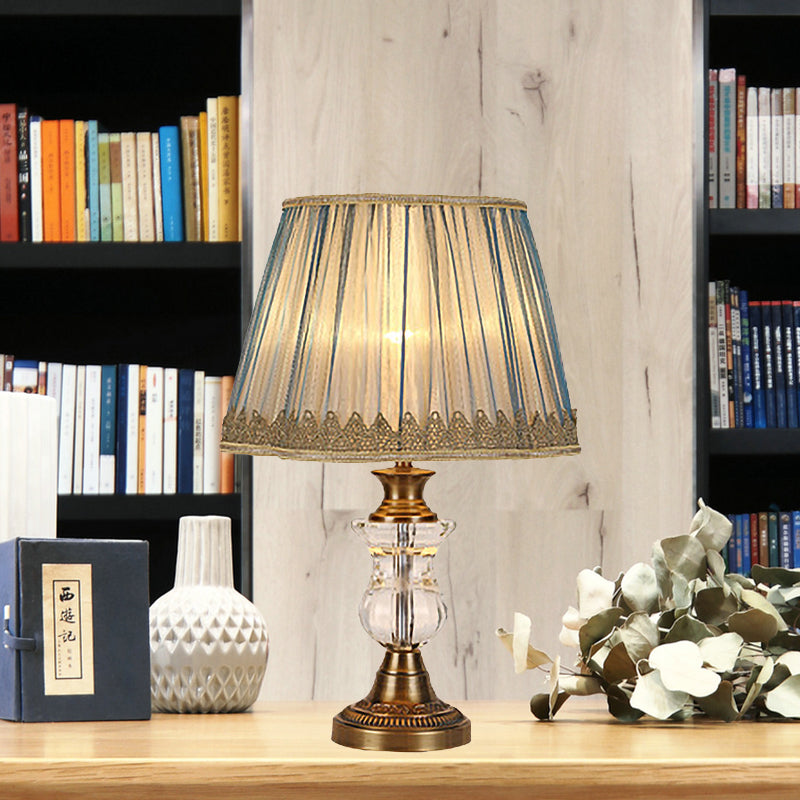 Flared Fabric Desk Lamp Modern 1 Head Gold Table Light with Sculpted Metallic Base Gold Clearhalo 'Lamps' 'Table Lamps' Lighting' 406512