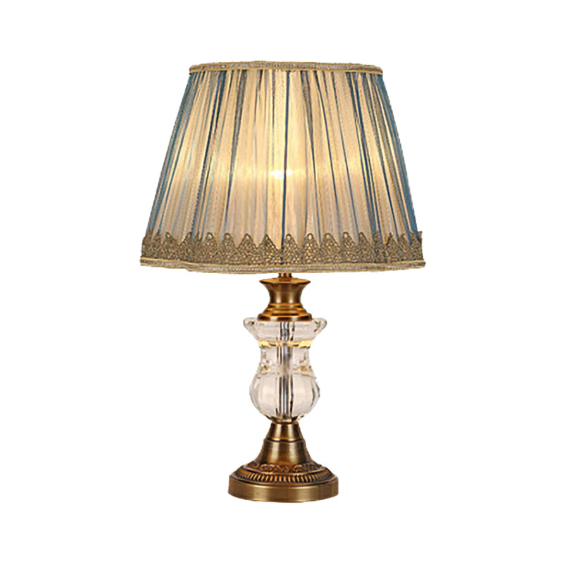 Flared Fabric Desk Lamp Modern 1 Head Gold Table Light with Sculpted Metallic Base Clearhalo 'Lamps' 'Table Lamps' Lighting' 406514