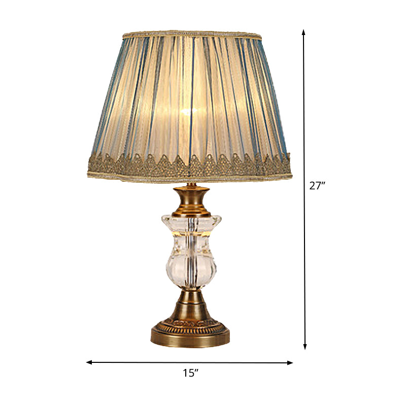 Flared Fabric Desk Lamp Modern 1 Head Gold Table Light with Sculpted Metallic Base Clearhalo 'Lamps' 'Table Lamps' Lighting' 406516