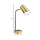 Simplicity 1-Light Night Lamp Gold Conical Table Lighting with Metal Shade for Study Room Clearhalo 'Lamps' 'Table Lamps' Lighting' 406521