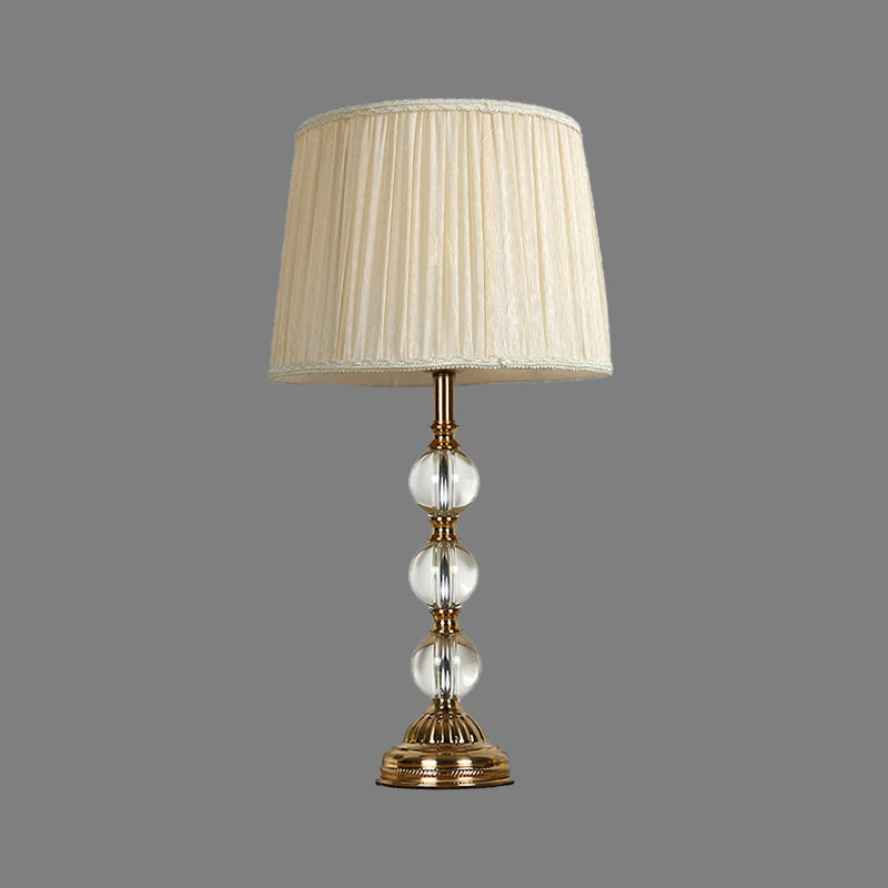 White Ball Desk Lamp Modern 1 Bulb Clear Crystal Table Light with Drum Fabric Shade Clearhalo 'Lamps' 'Table Lamps' Lighting' 406540