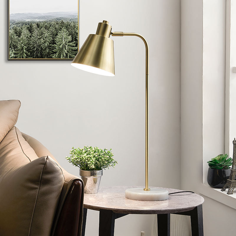 1-Light Study Room Table Lighting Post-Modern Gold Night Lamp with Tapered Metal Shade Clearhalo 'Lamps' 'Table Lamps' Lighting' 406548