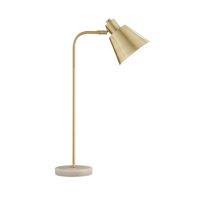 1-Light Study Room Table Lighting Post-Modern Gold Night Lamp with Tapered Metal Shade Clearhalo 'Lamps' 'Table Lamps' Lighting' 406550