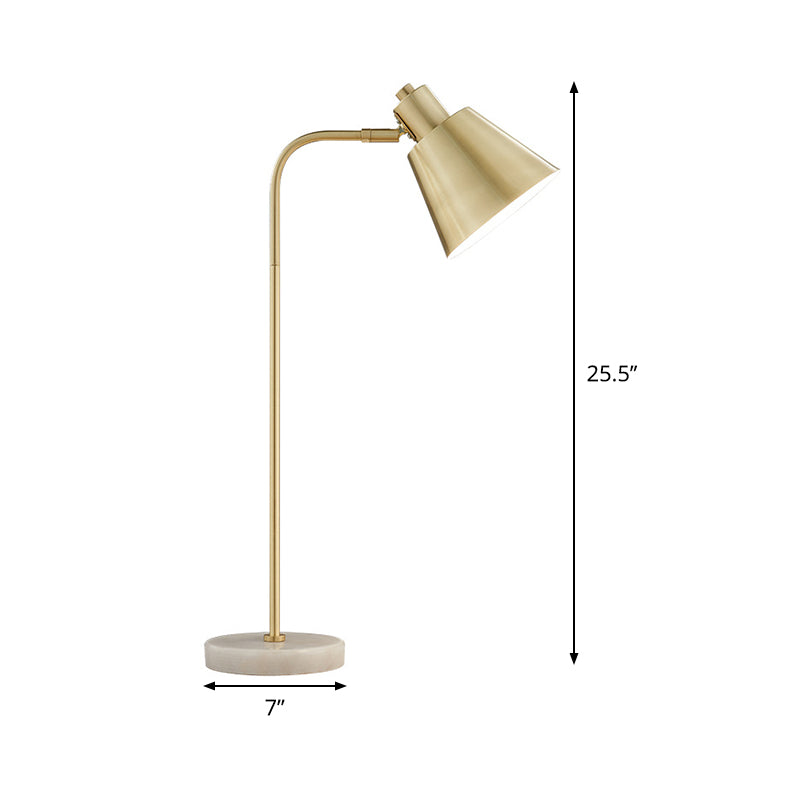 1-Light Study Room Table Lighting Post-Modern Gold Night Lamp with Tapered Metal Shade Clearhalo 'Lamps' 'Table Lamps' Lighting' 406551