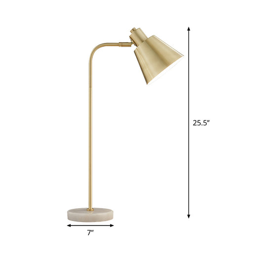 1-Light Study Room Table Lighting Post-Modern Gold Night Lamp with Tapered Metal Shade Clearhalo 'Lamps' 'Table Lamps' Lighting' 406551