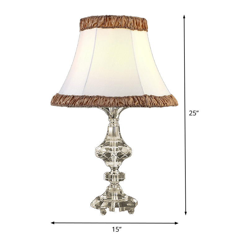 Contemporary 1 Bulb Table Light White Paneled Bell Small Desk Lamp with Fabric Shade Clearhalo 'Lamps' 'Table Lamps' Lighting' 406561