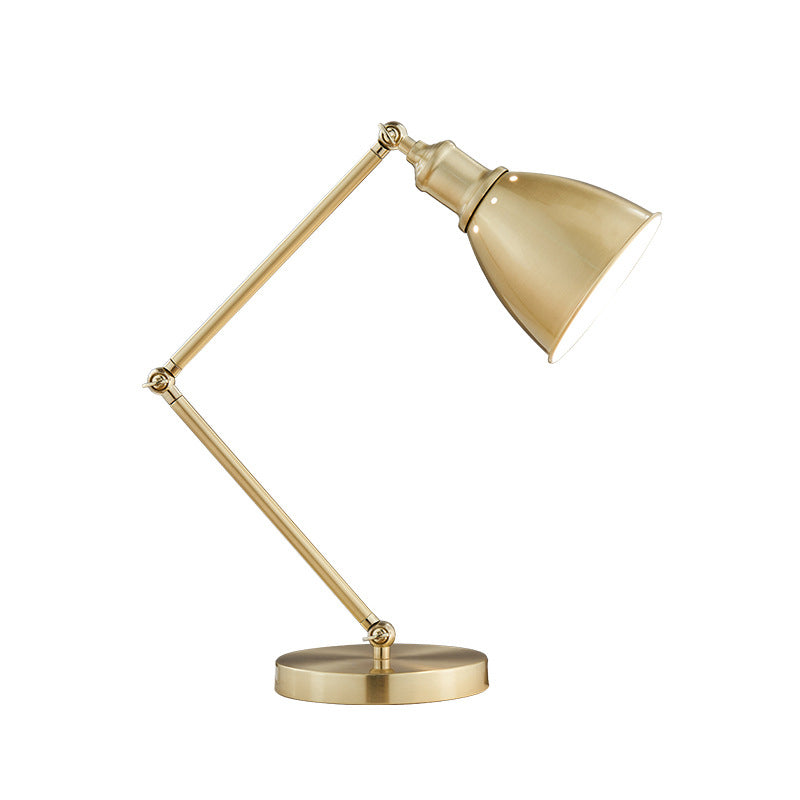 Conical Table Lamp Post-Modern Metal 1-Head Living Room Nightstand Lighting in Gold with Swing Arm Clearhalo 'Lamps' 'Table Lamps' Lighting' 406581