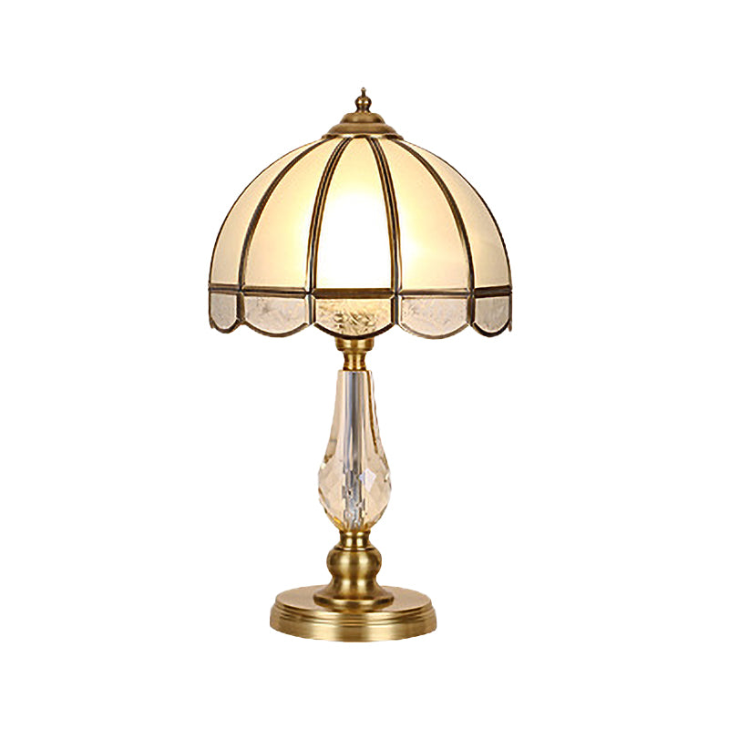 Contemporary 1 Bulb Table Light Gold Umbrella Small Desk Lamp with Frosted Glass Shade Clearhalo 'Lamps' 'Table Lamps' Lighting' 406585