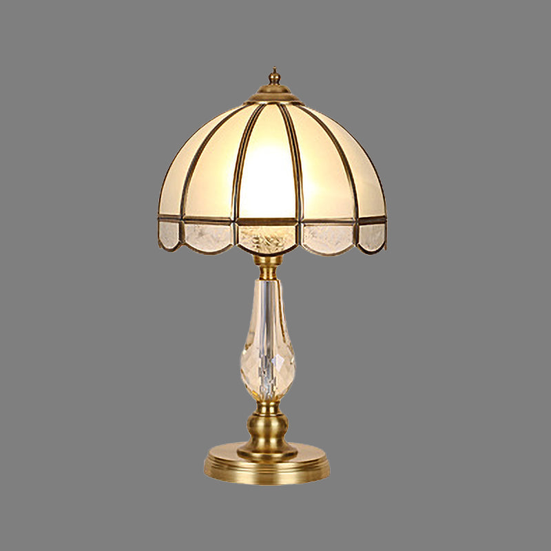 Contemporary 1 Bulb Table Light Gold Umbrella Small Desk Lamp with Frosted Glass Shade Clearhalo 'Lamps' 'Table Lamps' Lighting' 406586