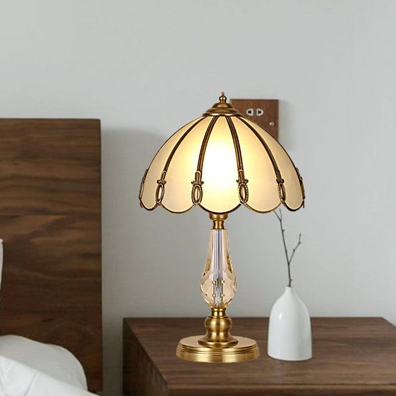 1 Head Living Room Table Lamp Modern Gold Reading Light with Domed Frosted Glass Shade Gold Clearhalo 'Lamps' 'Table Lamps' Lighting' 406588