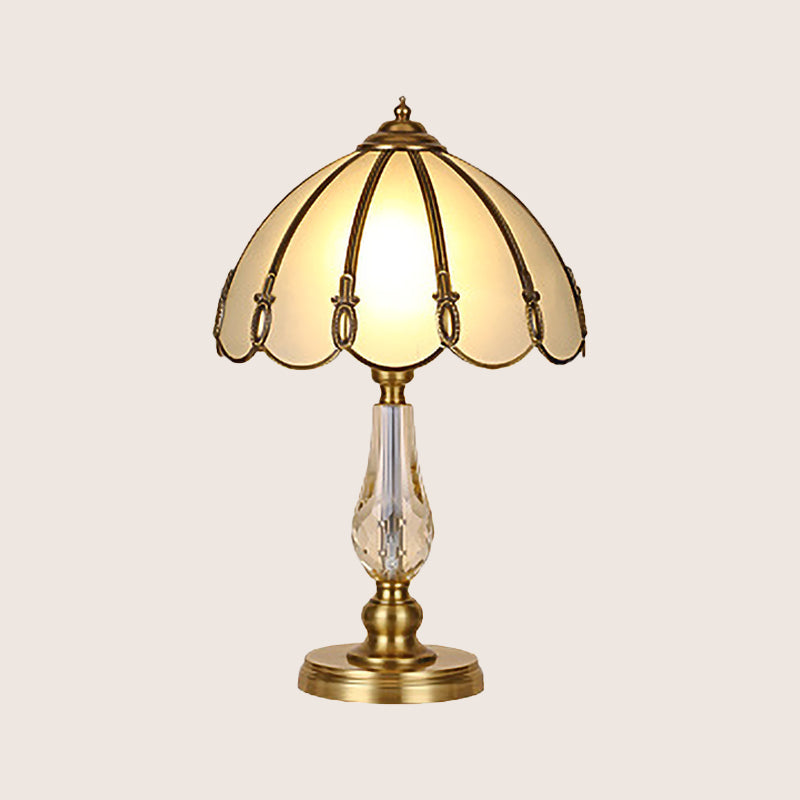 1 Head Living Room Table Lamp Modern Gold Reading Light with Domed Frosted Glass Shade Clearhalo 'Lamps' 'Table Lamps' Lighting' 406591