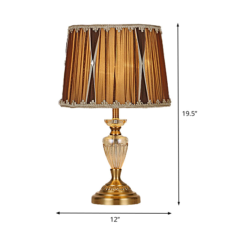 1 Head Urn-Shaped Task Lighting Modern Hand-Cut Crystal Nightstand Lamp in Brown Clearhalo 'Lamps' 'Table Lamps' Lighting' 406597