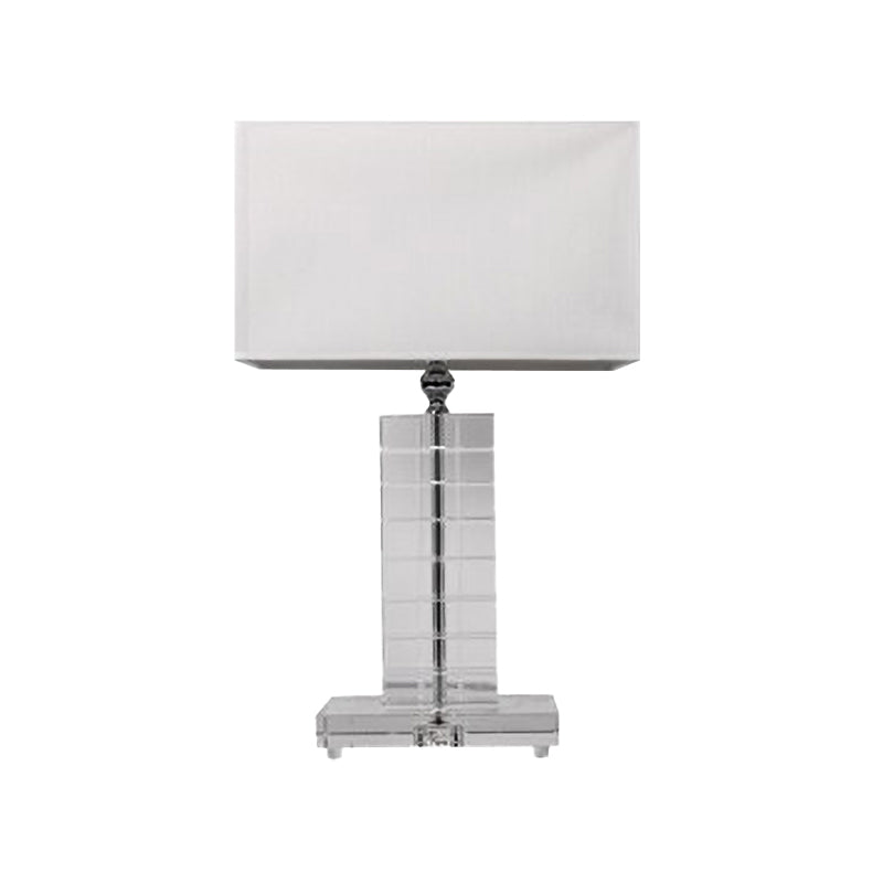 Modernist Rectangular Reading Light Clear Crystal 1 Bulb Nightstand Lamp in White Clearhalo 'Lamps' 'Table Lamps' Lighting' 406640