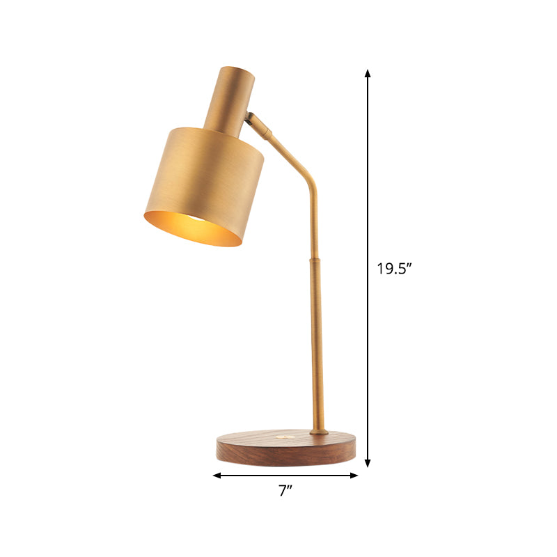 Minimalist 1-Bulb Night Lamp Brass Drum Nightstand Lighting with Metal Shade for Study Room Clearhalo 'Lamps' 'Table Lamps' Lighting' 406693