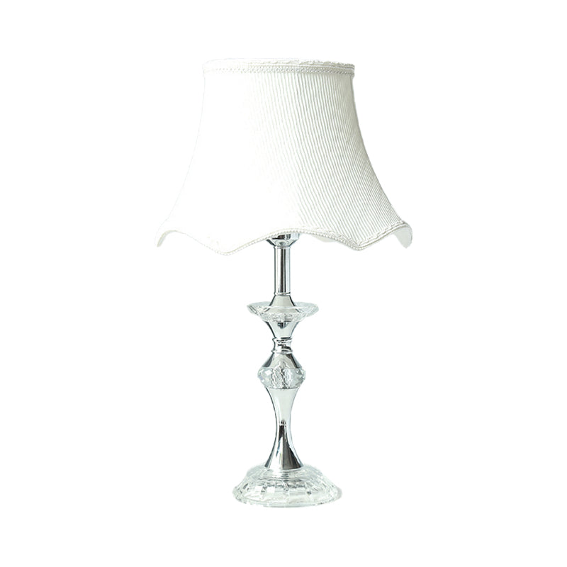 1 Head Dining Room Table Light Modern White Small Desk Lamp with Bell Fabric Shade Clearhalo 'Lamps' 'Table Lamps' Lighting' 406717