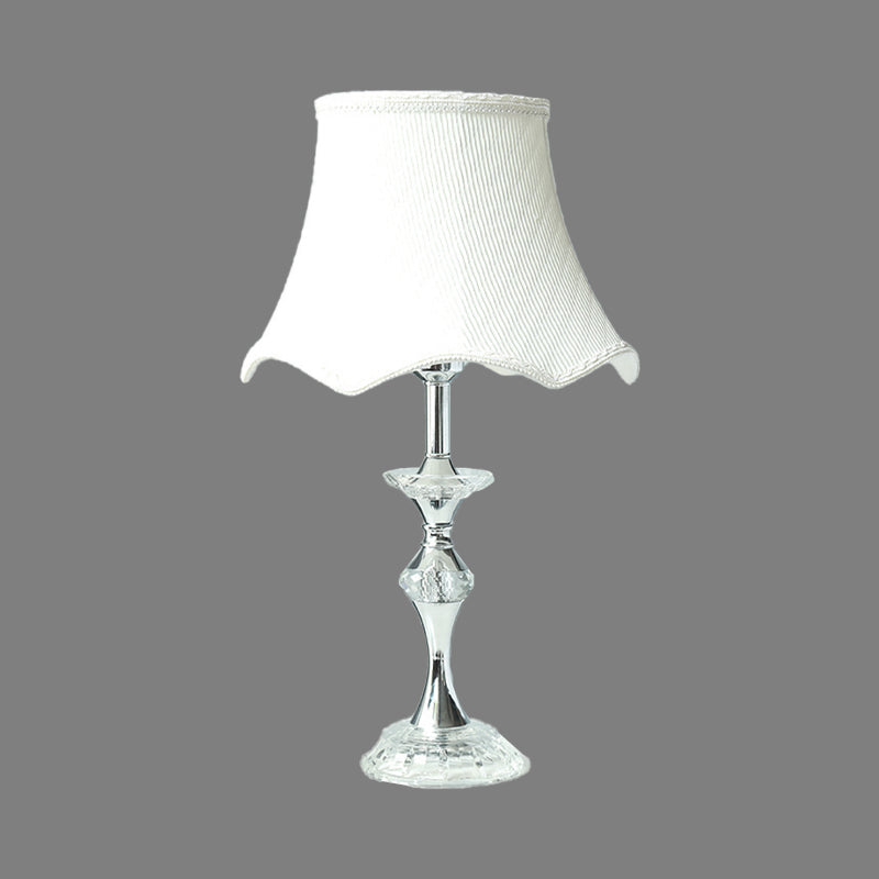 1 Head Dining Room Table Light Modern White Small Desk Lamp with Bell Fabric Shade Clearhalo 'Lamps' 'Table Lamps' Lighting' 406718