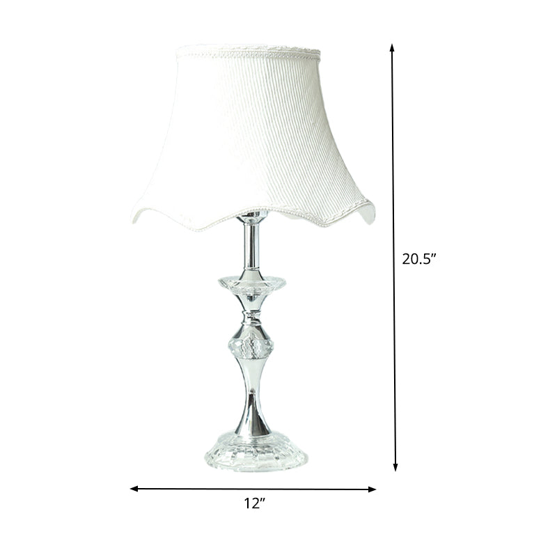 1 Head Dining Room Table Light Modern White Small Desk Lamp with Bell Fabric Shade Clearhalo 'Lamps' 'Table Lamps' Lighting' 406719