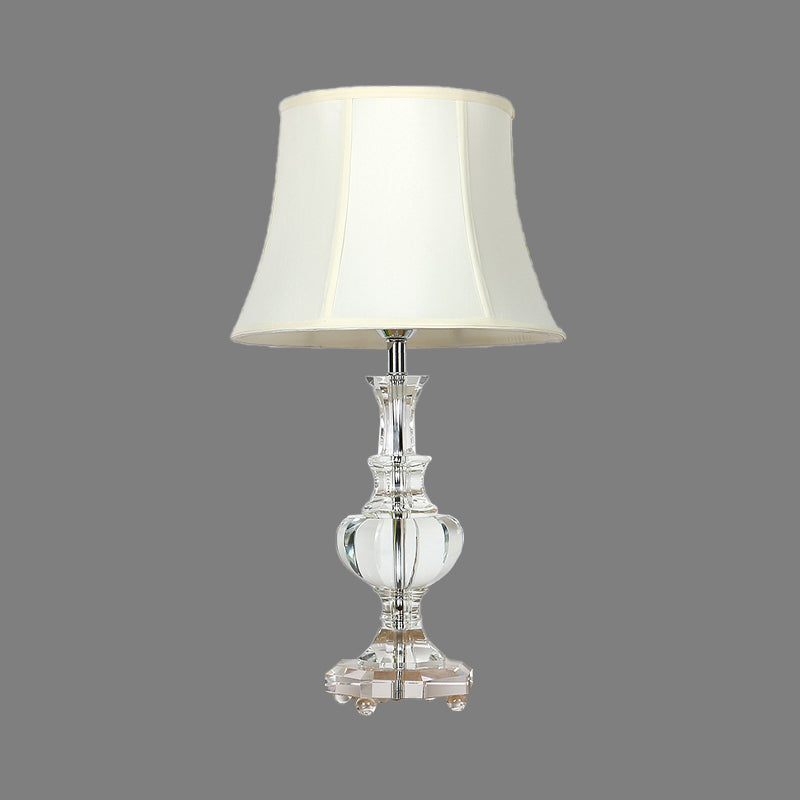 1 Bulb Urn Shape Task Lighting Modernism Beveled Crystal Nightstand Lamp in White Clearhalo 'Lamps' 'Table Lamps' Lighting' 406723
