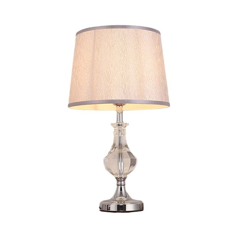 Barrel Shade Fabric Task Lighting Modernism 1 Head Grey Reading Lamp for Bedroom Clearhalo 'Lamps' 'Table Lamps' Lighting' 406743