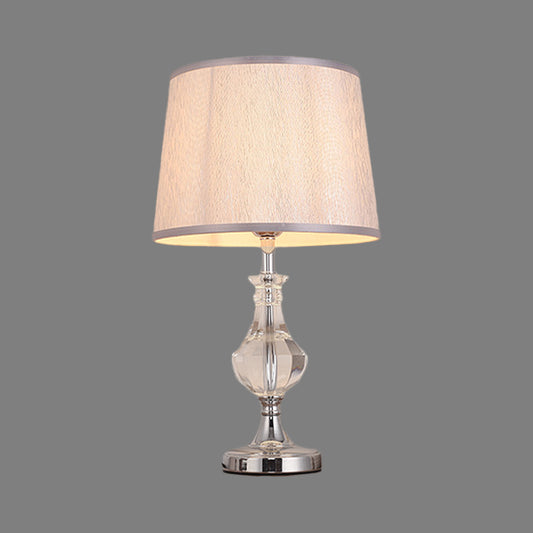 Barrel Shade Fabric Task Lighting Modernism 1 Head Grey Reading Lamp for Bedroom Clearhalo 'Lamps' 'Table Lamps' Lighting' 406744