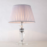 Grey Pleated Desk Lamp Modernist 1 Head Fabric Table Light with Jar Clear Crystal Base Clearhalo 'Lamps' 'Table Lamps' Lighting' 406747