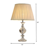 Wide Flare Task Lamp Modern Fabric 1 Head Beige Reading Book Light with Urn Crysatl Detail for Living Room Clearhalo 'Lamps' 'Table Lamps' Lighting' 406755