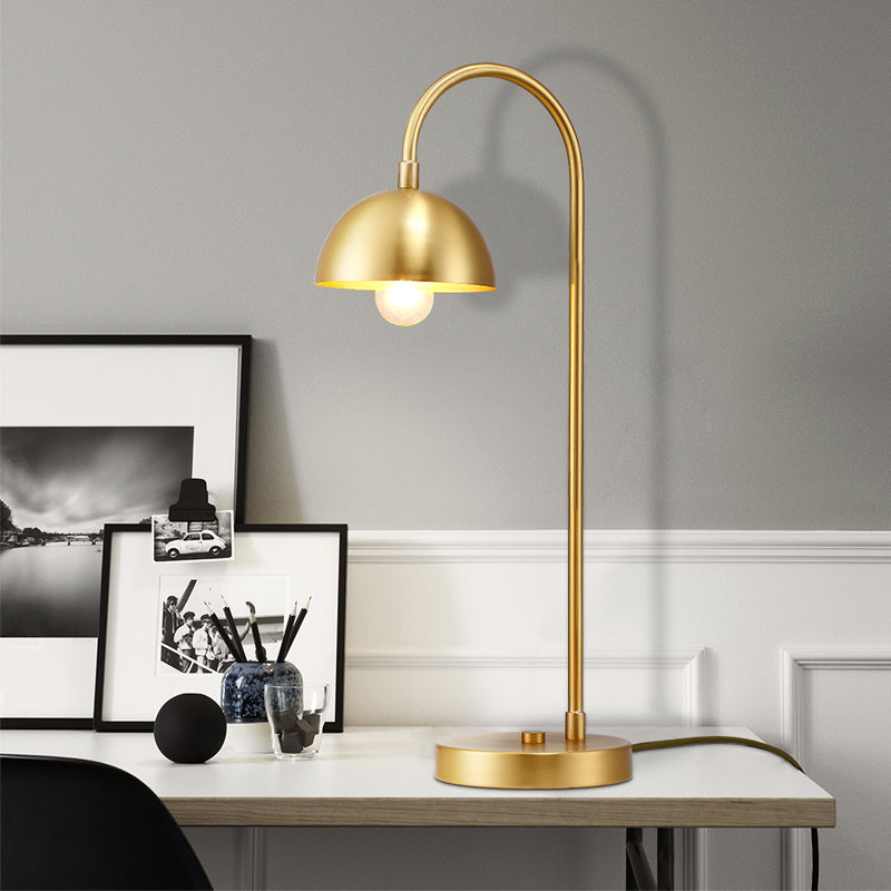 Post-Modern Dome Nightstand Light Metal 1-Head Bedroom Night Table Lamp in Gold Clearhalo 'Lamps' 'Table Lamps' Lighting' 406773