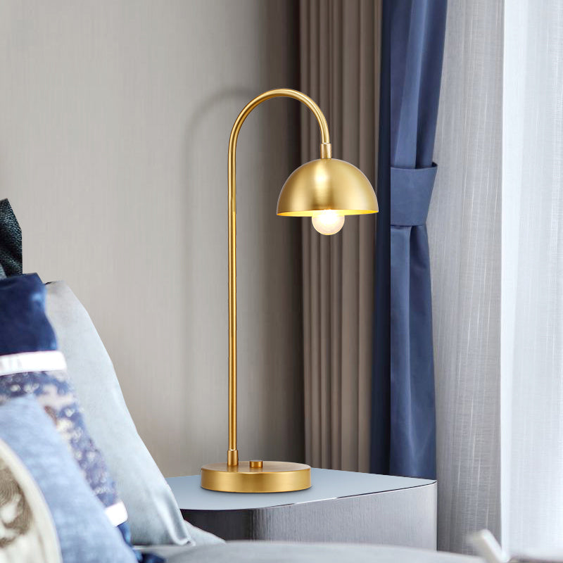 Post-Modern Dome Nightstand Light Metal 1-Head Bedroom Night Table Lamp in Gold Clearhalo 'Lamps' 'Table Lamps' Lighting' 406774