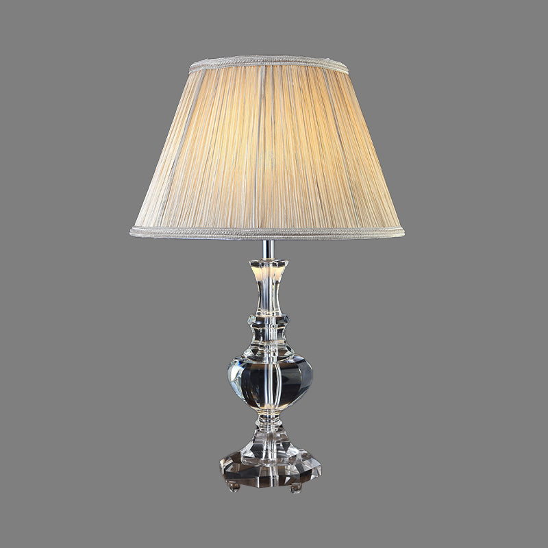 Modernism Urn-Shaped Study Lamp Hand-Cut Crystal 1 Head Reading Book Light in Beige Clearhalo 'Lamps' 'Table Lamps' Lighting' 406785