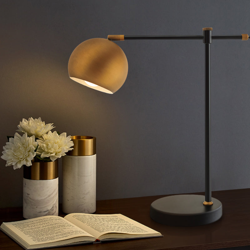 1-Head Bedroom Nightstand Lamp Post-Modern Brass Table Lighting with Globe Metal Shade Clearhalo 'Lamps' 'Table Lamps' Lighting' 406792