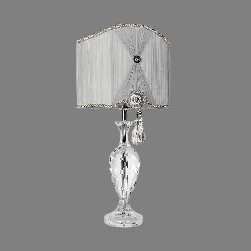 1 Head Jar Fabric Task Lighting Modernism Faceted Crystal Reading Book Light in Grey Clearhalo 'Lamps' 'Table Lamps' Lighting' 406804