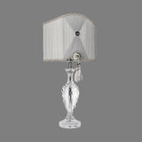 1 Head Jar Fabric Task Lighting Modernism Faceted Crystal Reading Book Light in Grey Clearhalo 'Lamps' 'Table Lamps' Lighting' 406804