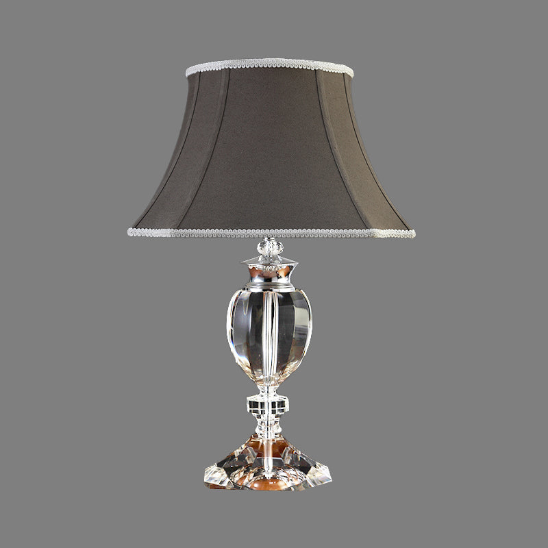 Grey Flared Study Lamp Modernism 1 Bulb Fabric Task Light with Faux-Braided Detailing Clearhalo 'Lamps' 'Table Lamps' Lighting' 406823