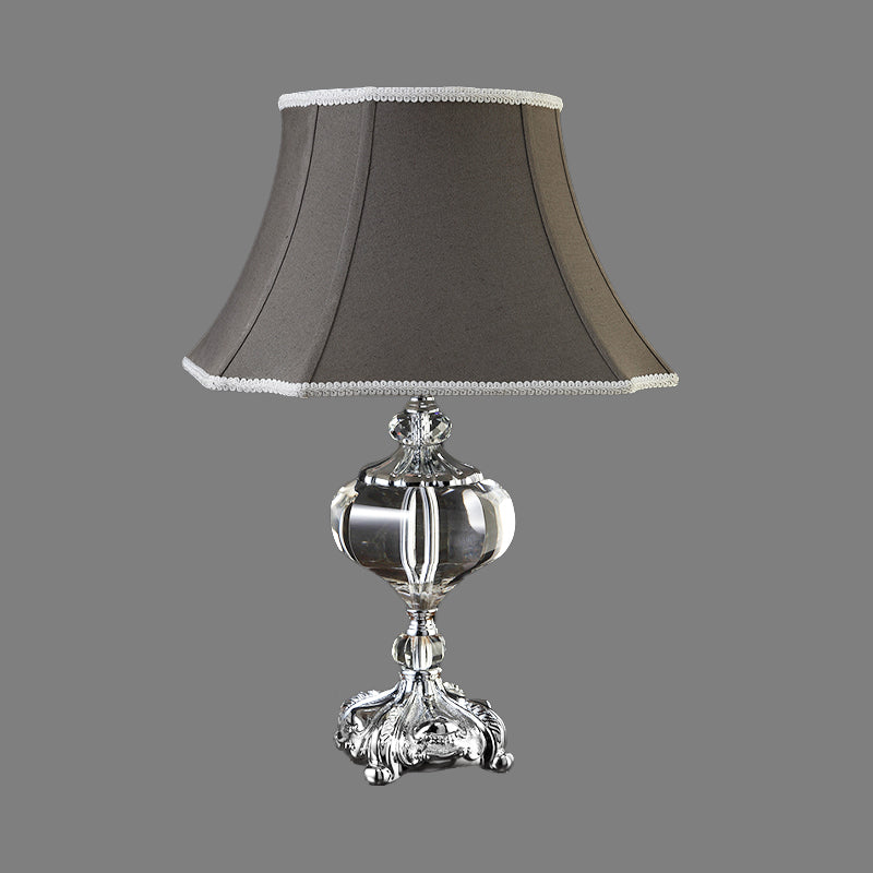 Contemporary 1 Bulb Table Light Grey Paneled Bell Small Desk Lamp with Fabric Shade Clearhalo 'Lamps' 'Table Lamps' Lighting' 406828